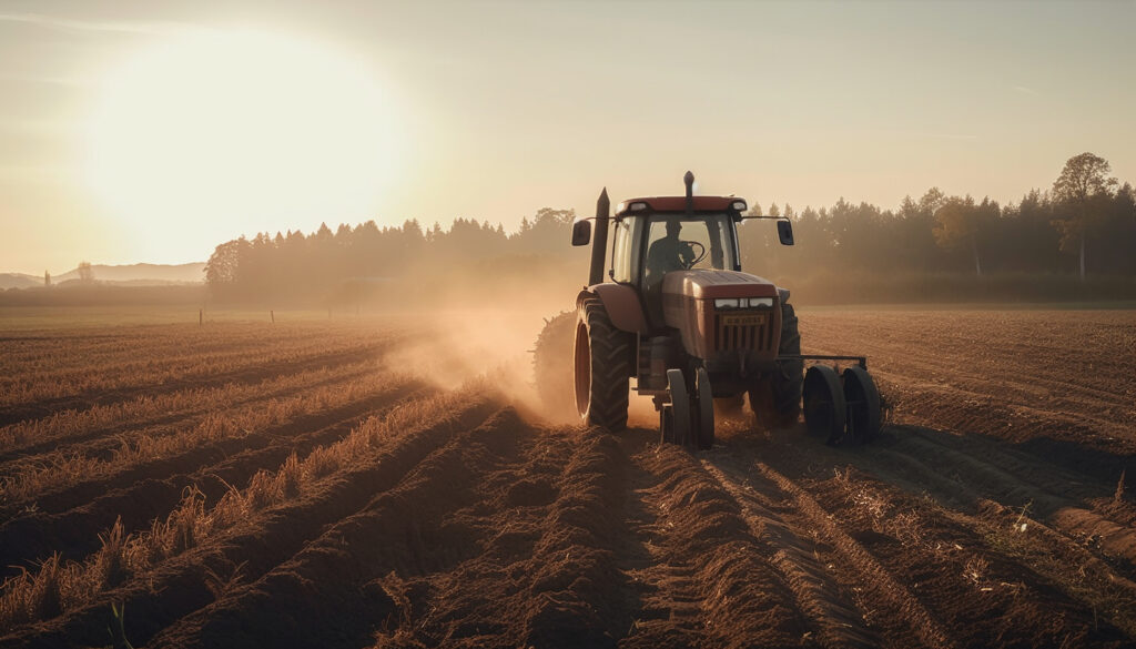agricultor trabajando al aire libre cosechando trigo al atardecer generado ia 1024x585 - El agua y la agricultura regenerativa